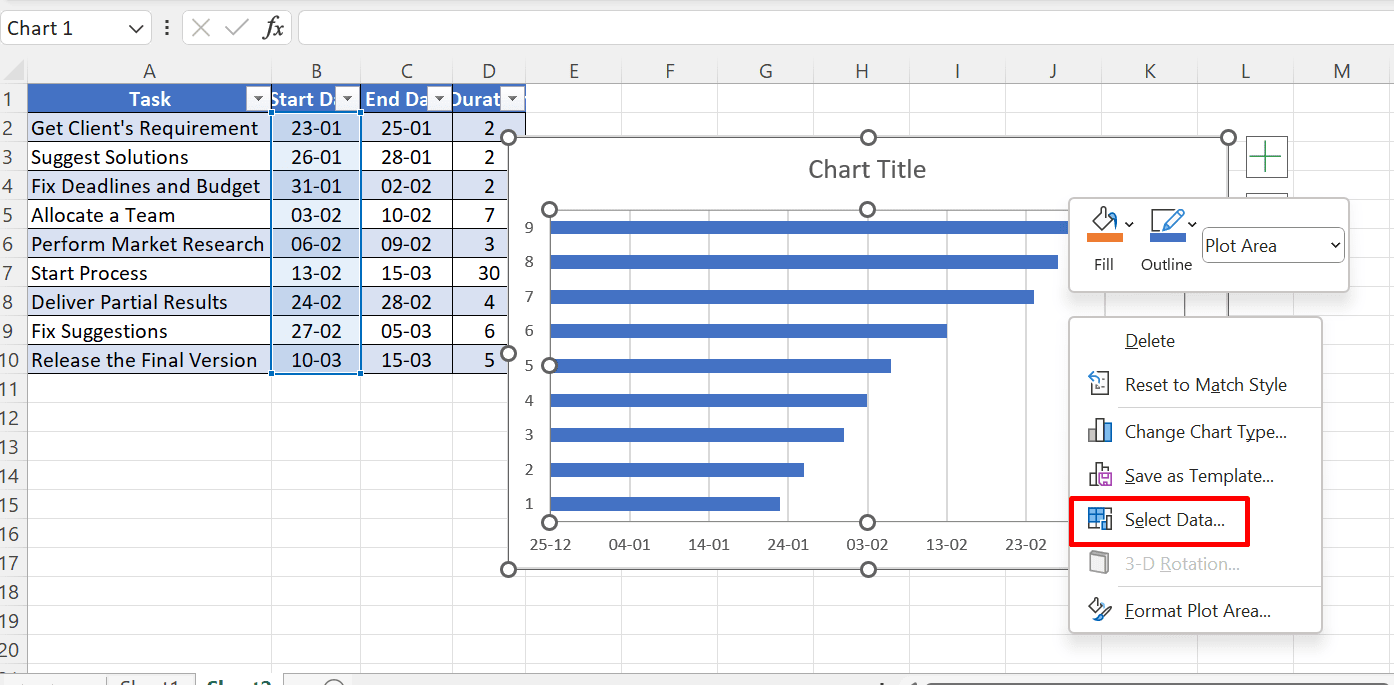 如何在 Excel 中制作甘特图